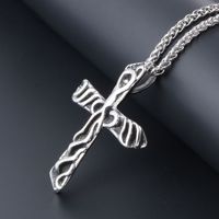 Personality Texture Cross Men's Necklace Stainless Steel Fashion Trend Pendant Birthday Gift Jewelry main image 3