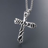 Personality Texture Cross Men's Necklace Stainless Steel Fashion Trend Pendant Birthday Gift Jewelry main image 5