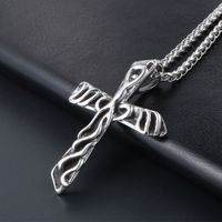 Personality Texture Cross Men's Necklace Stainless Steel Fashion Trend Pendant Birthday Gift Jewelry main image 1