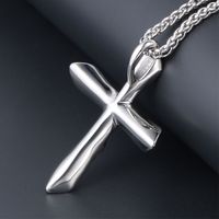 Persönlichkeit Textur Kreuz Herren Halskette Edelstahl Mode Trend Anhänger Geburtstags Geschenk Schmuck main image 4