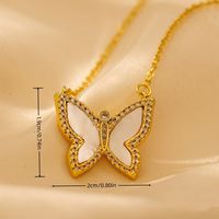 Wholesale Jewelry Elegant Solid Color Butterfly Alloy Copper Zircon 18K Gold Plated Plating Inlay Pendant Necklace main image 2