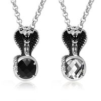 A Non-Fading Jewelry Personality Black And White Cobra Pendant Stainless Steel Men's Necklace Jewelry main image 6