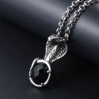 A Non-Fading Jewelry Personality Black And White Cobra Pendant Stainless Steel Men's Necklace Jewelry sku image 2