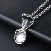 A Non-Fading Jewelry Personality Black And White Cobra Pendant Stainless Steel Men's Necklace Jewelry main image 1