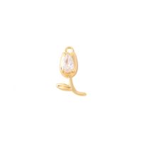 1 Pièce 17*9mm Le Cuivre Zircon Plaqué Or 18K Rose Fleur Brillant Pendentif main image 7