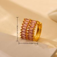 1 Pair Elegant Solid Color Color Block Plating Inlay Copper Zircon 18K Gold Plated Earrings main image 2