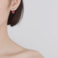 1 Pair Simple Style Heart Shape Epoxy Copper Ear Studs main image 3