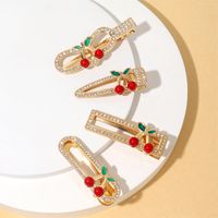 Women's Cute Sweet Korean Style Cherry Iron Inlay Rhinestones Hair Clip main image 3