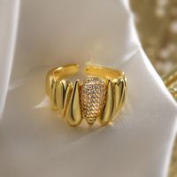 Cobre Chapados en oro de 18k Retro Punk Estilo Simple Enchapado Embutido Geométrico Circón Anillos Abiertos sku image 3