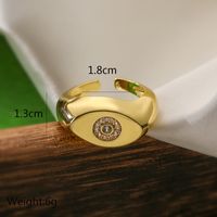 Copper 18K Gold Plated Retro Punk Simple Style Plating Inlay Geometric Zircon Open Rings main image 3
