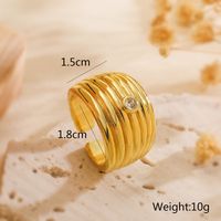 Copper 18K Gold Plated Retro Punk Simple Style Plating Inlay Geometric Zircon Open Rings main image 2