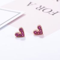 1 Paire Style Simple Brillant Forme De Cœur Chaîne Incruster Le Cuivre Zircon Boucles D'oreilles Boucles D'Oreilles main image 3