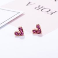 1 Pair Simple Style Shiny Heart Shape Chain Inlay Copper Zircon Drop Earrings Ear Studs sku image 1
