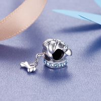 1 Piece Hole 4~4.9mm Sterling Silver Zircon Rhodium Plated Dog Polished Pendant main image 2