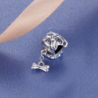 1 Piece Hole 4~4.9mm Sterling Silver Zircon Rhodium Plated Dog Polished Pendant main image 1