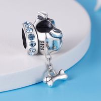 1 Piece Hole 4~4.9mm Sterling Silver Zircon Rhodium Plated Dog Polished Pendant main image 4