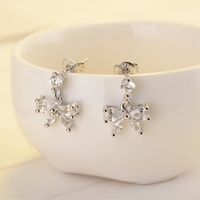 1 Pair Elegant Shiny Bow Knot Inlay Copper Zircon Drop Earrings sku image 1
