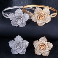 Copper 14K Gold Plated White Gold Plated Rhodium Plated Sweet Simple Style Inlay Rose Zircon Jewelry Set main image 7