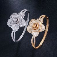 Copper 14K Gold Plated White Gold Plated Rhodium Plated Sweet Simple Style Inlay Rose Zircon Jewelry Set main image 8