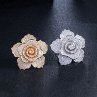 Copper 14K Gold Plated White Gold Plated Rhodium Plated Sweet Simple Style Inlay Rose Zircon Jewelry Set main image 9