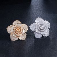 Kupfer 14 Karat Vergoldet Weißgold Plattiert Überzogen Mit Rhodium Süss Einfacher Stil Inlay Rose Zirkon Schmuck-Set main image 9