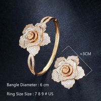 Copper 14K Gold Plated White Gold Plated Rhodium Plated Sweet Simple Style Inlay Rose Zircon Jewelry Set main image 2