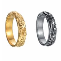 Chinoiserie Retro Ethnic Style Solid Color Dragon 304 Stainless Steel Plating Gold Plated Men's Rings main image 7