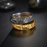 Chinoiserie Retro Ethnic Style Solid Color Dragon 304 Stainless Steel Plating Gold Plated Men's Rings main image 4
