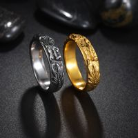 Chinoiserie Retro Ethnic Style Solid Color Dragon 304 Stainless Steel Plating Gold Plated Men's Rings main image 1