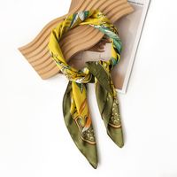 Women's French Style Leaves Polyester Printing Silk Scarves sku image 5