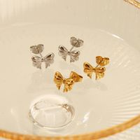 1 Pair Vacation Simple Style Bow Knot Plating 304 Stainless Steel 18K Gold Plated Ear Studs main image 3