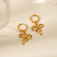 1 Paire Vacances Style Simple Noeud D'Arc Placage Acier Inoxydable 304 Plaqué Or 18K Boucles D'Oreilles main image 4