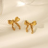 1 Pair Vacation Simple Style Bow Knot Plating 304 Stainless Steel 18K Gold Plated Ear Studs main image 2