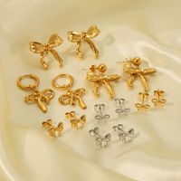 1 Pair Vacation Simple Style Bow Knot Plating 304 Stainless Steel 18K Gold Plated Ear Studs main image 6