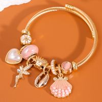 Wholesale Jewelry Simple Style Heart Shape Alloy Pearl Inlay Bangle main image 1