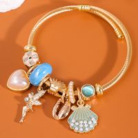 Wholesale Jewelry Simple Style Heart Shape Alloy Pearl Inlay Bangle main image 2