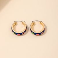 1 Piece Simple Style Classic Style Flower Floral Printing Alloy Earrings main image 4