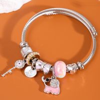 Mignon Dame Sucré L'Éléphant Clé Alliage Incruster Strass Femmes Bracelet main image 5