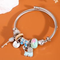 Cute Lady Sweet Elephant Key Alloy Inlay Rhinestones Women's Bangle sku image 4