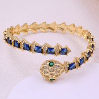 Wholesale Novelty Streetwear Cool Style Snake Copper Inlay Zircon Bangle main image 8