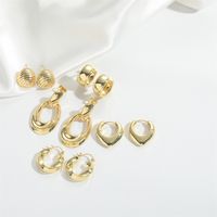 1 Paar Vintage-Stil Einfacher Stil Einfarbig Überzug Kupfer Vergoldet Ohrringe main image 2