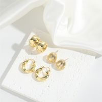 1 Paire Style Vintage Style Simple Couleur Unie Placage Le Cuivre Plaqué Or Des Boucles D'Oreilles main image 7