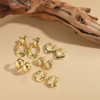 1 Pair Vintage Style Simple Style Solid Color Plating Copper Gold Plated Earrings main image 4