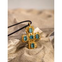 316 Stainless Steel  18K Gold Plated IG Style Modern Style Classic Style Inlay Cross Rhinestones Pendant Necklace main image 5
