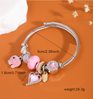 Mignon Dame Sucré Forme De Cœur L'Éléphant Alliage Incruster Strass Femmes Bracelet main image 2