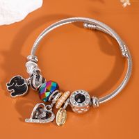 Mignon Dame Sucré Forme De Cœur L'Éléphant Alliage Incruster Strass Femmes Bracelet main image 3