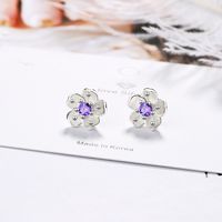 1 Pair IG Style Sweet Flower Inlay Copper Zircon Ear Studs sku image 3