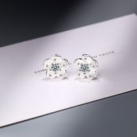 1 Pair IG Style Sweet Flower Inlay Copper Zircon Ear Studs sku image 1