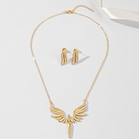 Copper 18K Gold Plated IG Style Shiny Inlay Wings Zircon Jewelry Set main image 4
