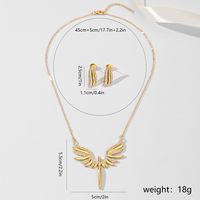 Copper 18K Gold Plated IG Style Shiny Inlay Wings Zircon Jewelry Set sku image 1
